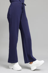 COMFY WIDE-LEG LOUNGE PANTS-NAVY