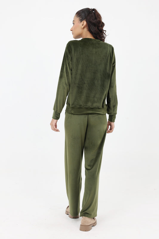 VELOUR SUIT-OLIVE