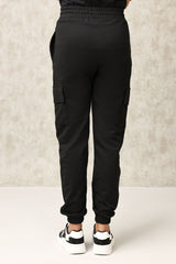 DRAWSTRING CARGO JOGGER PANTS-BLACK