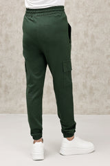 ELASTICATED CARGO TROUSER WITH DRAWSTRING WAIST-DK-GREEN