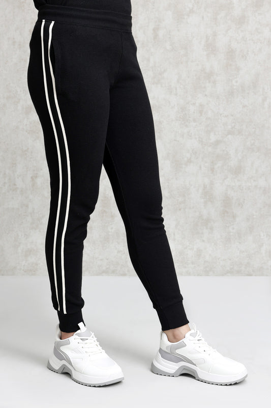 ATHELEISURE STRIPE JOGGERS-BLACK