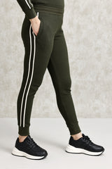 ATHELEISURE STRIPE JOGGERS-OLIVE