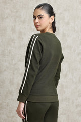 ATHELEISURE STRIPE SWEATSHIRT-OLIVE