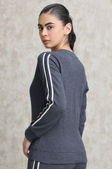 ATHELEISURE STRIPE SWEATSHIRT-DENIM