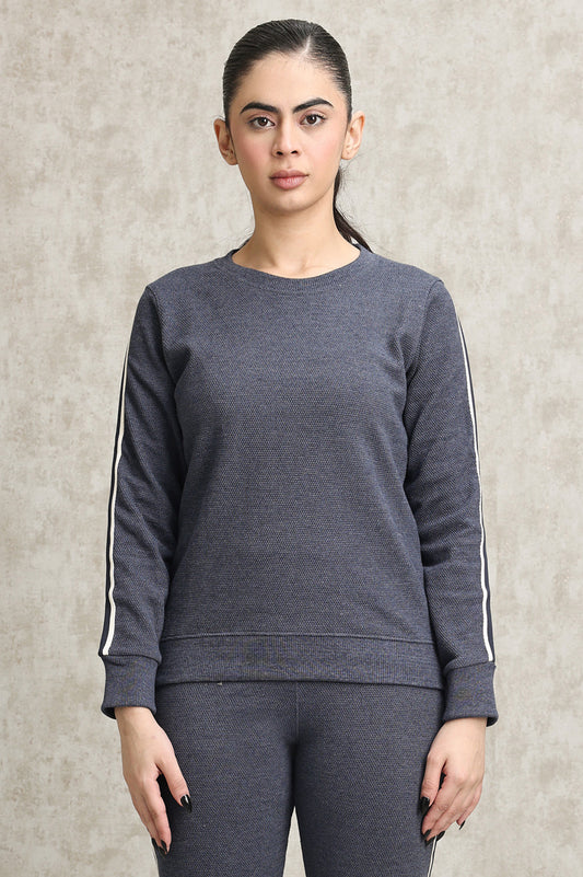 ATHELEISURE STRIPE SWEATSHIRT-DENIM