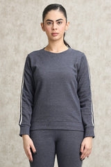 ATHELEISURE STRIPE SWEATSHIRT-DENIM