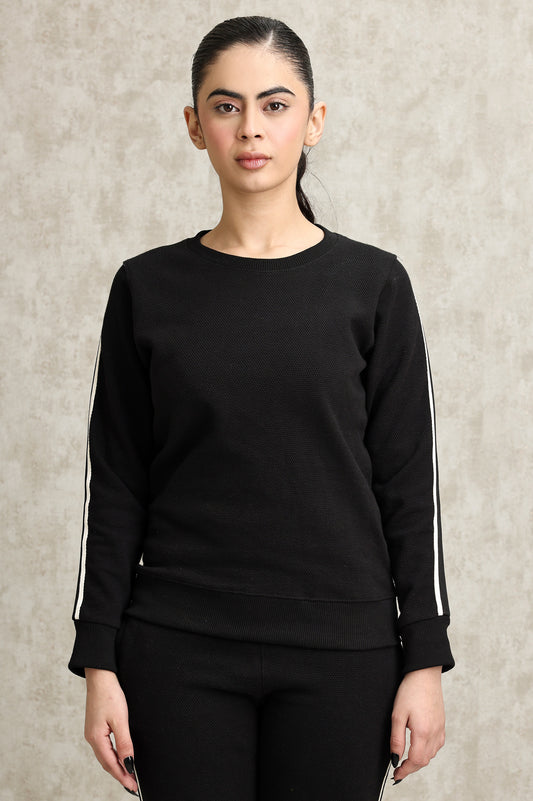 ATHELEISURE STRIPE SWEATSHIRT-BLACK