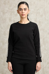 ATHELEISURE STRIPE SWEATSHIRT-BLACK