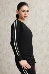 ATHELEISURE STRIPE SWEATSHIRT-BLACK