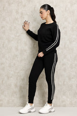 ATHELEISURE STRIPE SWEATSHIRT-BLACK