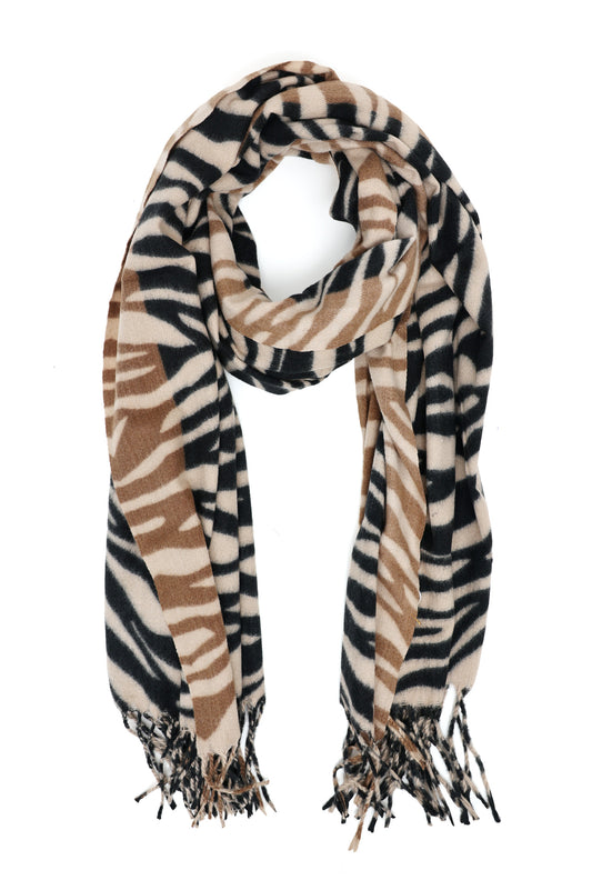 ZEBRA STRIPE FRINGE SCARF