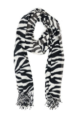 ZEBRA STRIPE FRINGE SCARF