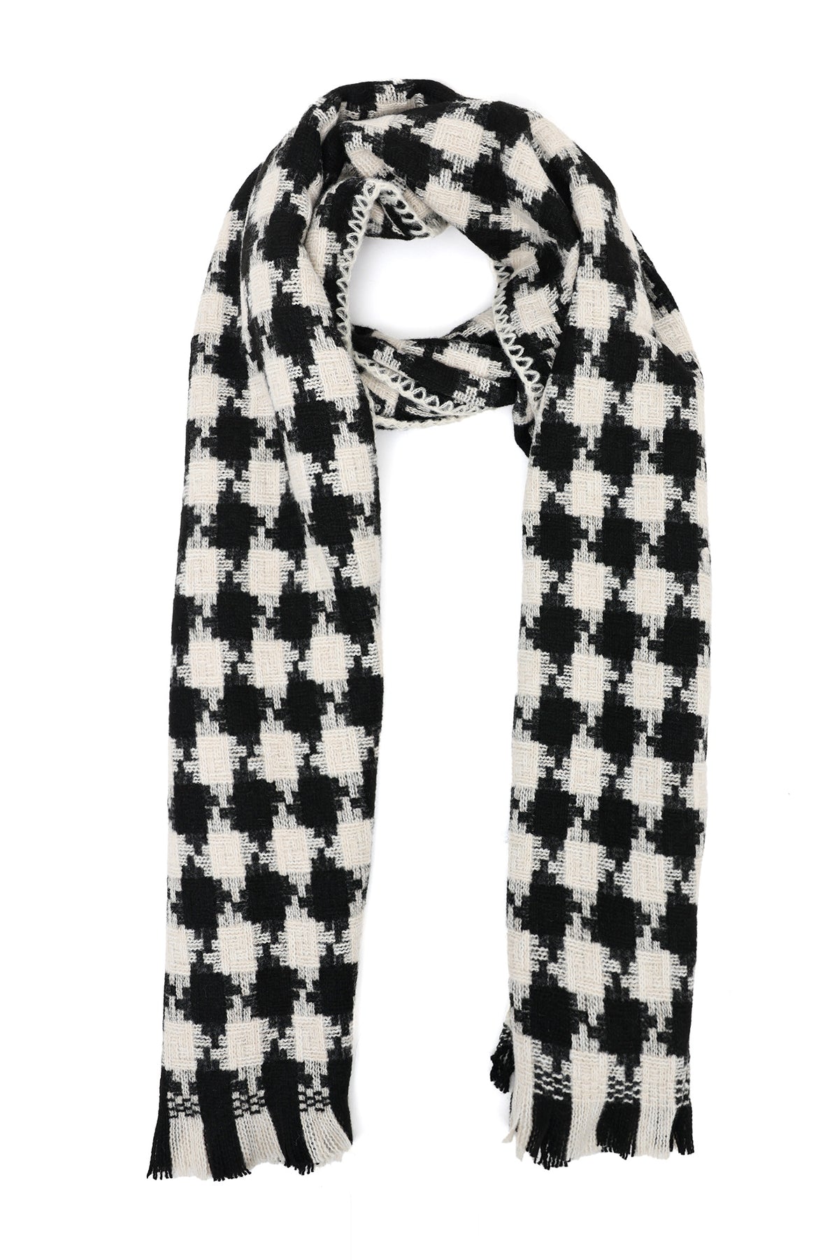 PATTERNED HOUNDSTOOTH SCARF