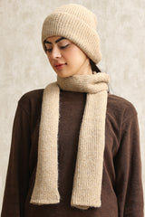 WARM WOOLEN BEANIE AND SCARF DUO-BEIGE