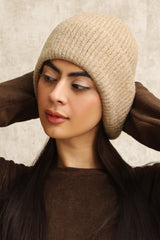 WARM WOOLEN BEANIE AND SCARF DUO-BEIGE