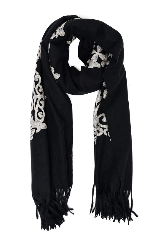 BAROQUE PATTERN EMBROIDERED SCARF