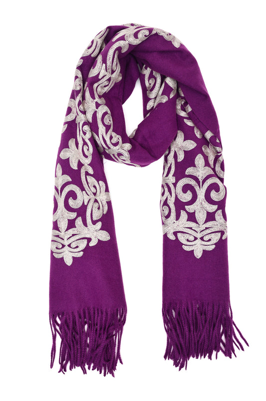 BAROQUE PATTERN EMBROIDERED SCARF