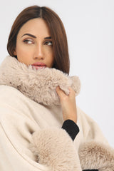 CAPE WITH FUR COLLAR