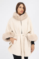 CAPE WITH FUR COLLAR