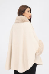 CAPE WITH FUR COLLAR