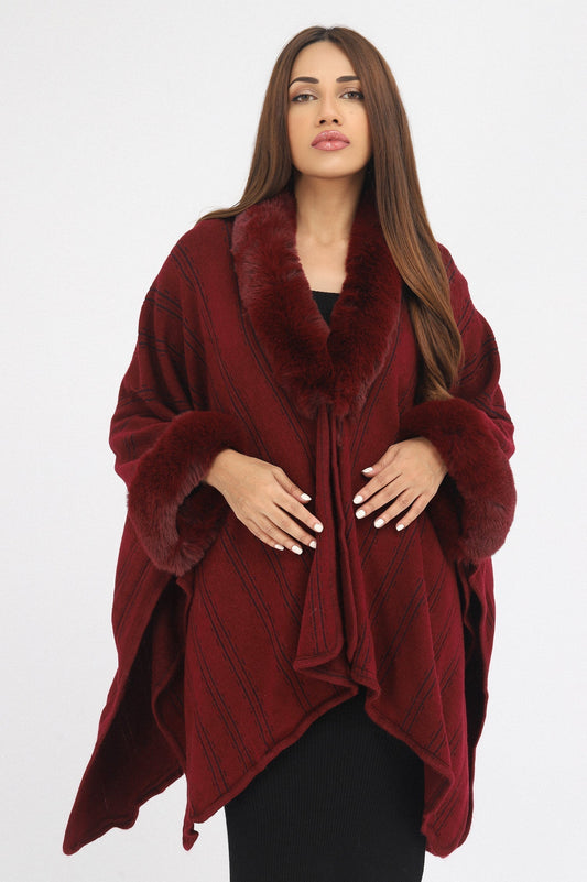 CAPE WITH FUR COLLAR