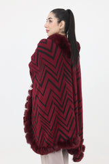 ALMAS FUR CAPE-MAROON