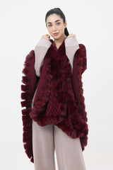 ALMAS FUR CAPE-MAROON