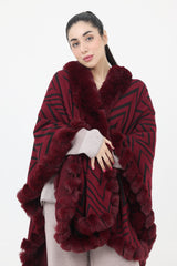 ALMAS FUR CAPE-MAROON