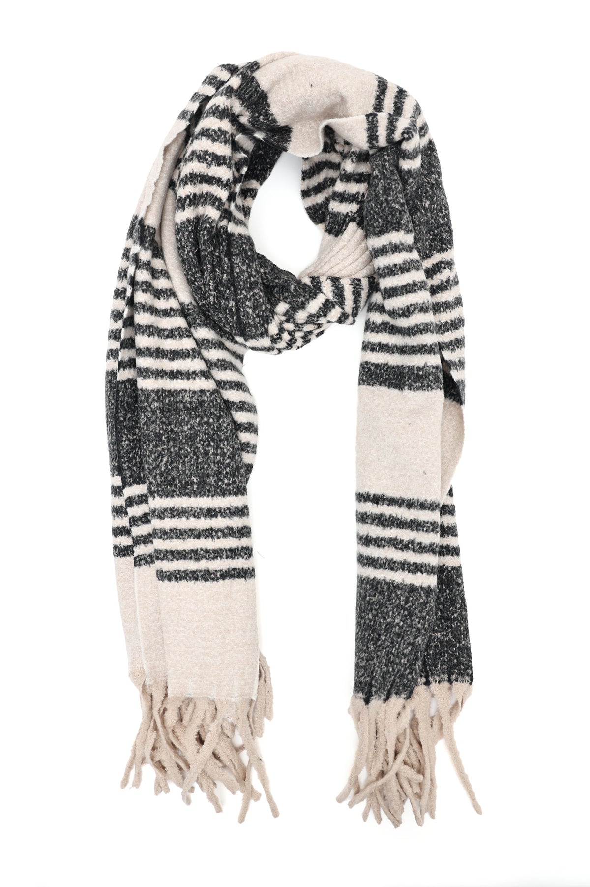 STRIPED FRINGE SCARF