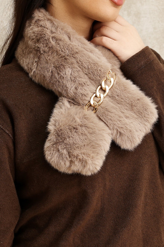 FAUX FUR CHAIN SCARF-SY297-2