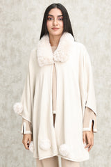 LUXUARY FAUX FUR CAPE-BEIGE