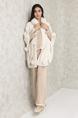 LUXUARY FAUX FUR CAPE-BEIGE