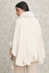 LUXUARY FAUX FUR CAPE-BEIGE