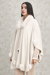 LUXUARY FAUX FUR CAPE-BEIGE