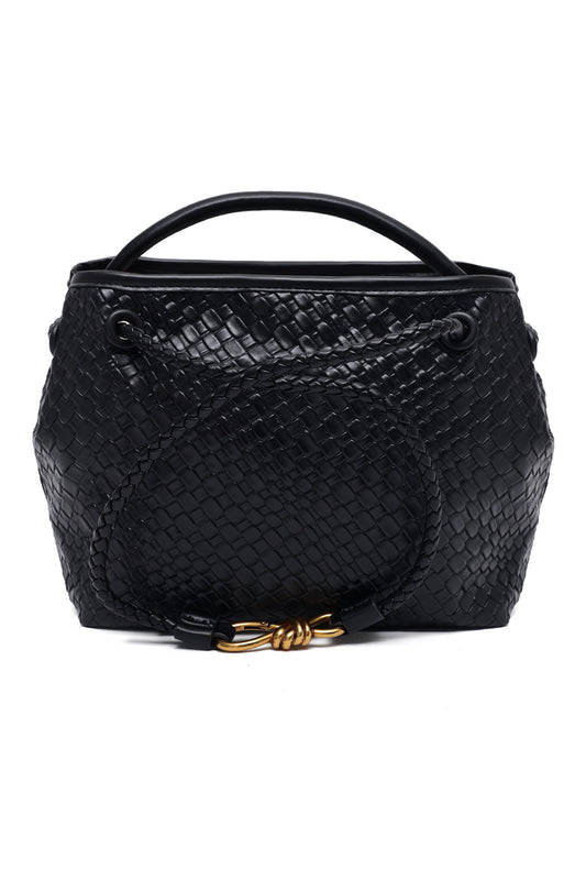 Woven Texture Handbag-Black