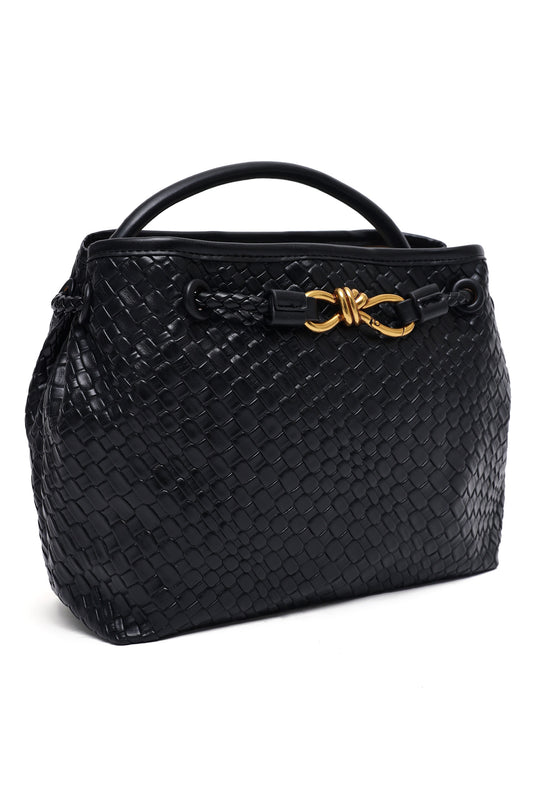 Woven Texture Handbag-Black