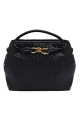 Woven Texture Handbag-Black