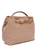 Woven Texture Handbag-Khaki