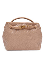 Woven Texture Handbag-Khaki