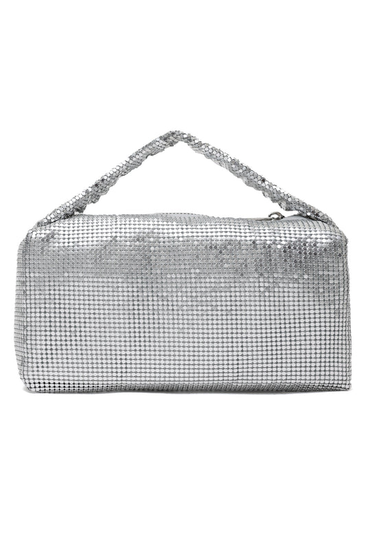 Mesh Evening Clutch-Silver