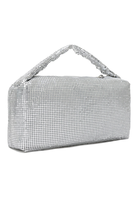 Mesh Evening Clutch-Silver