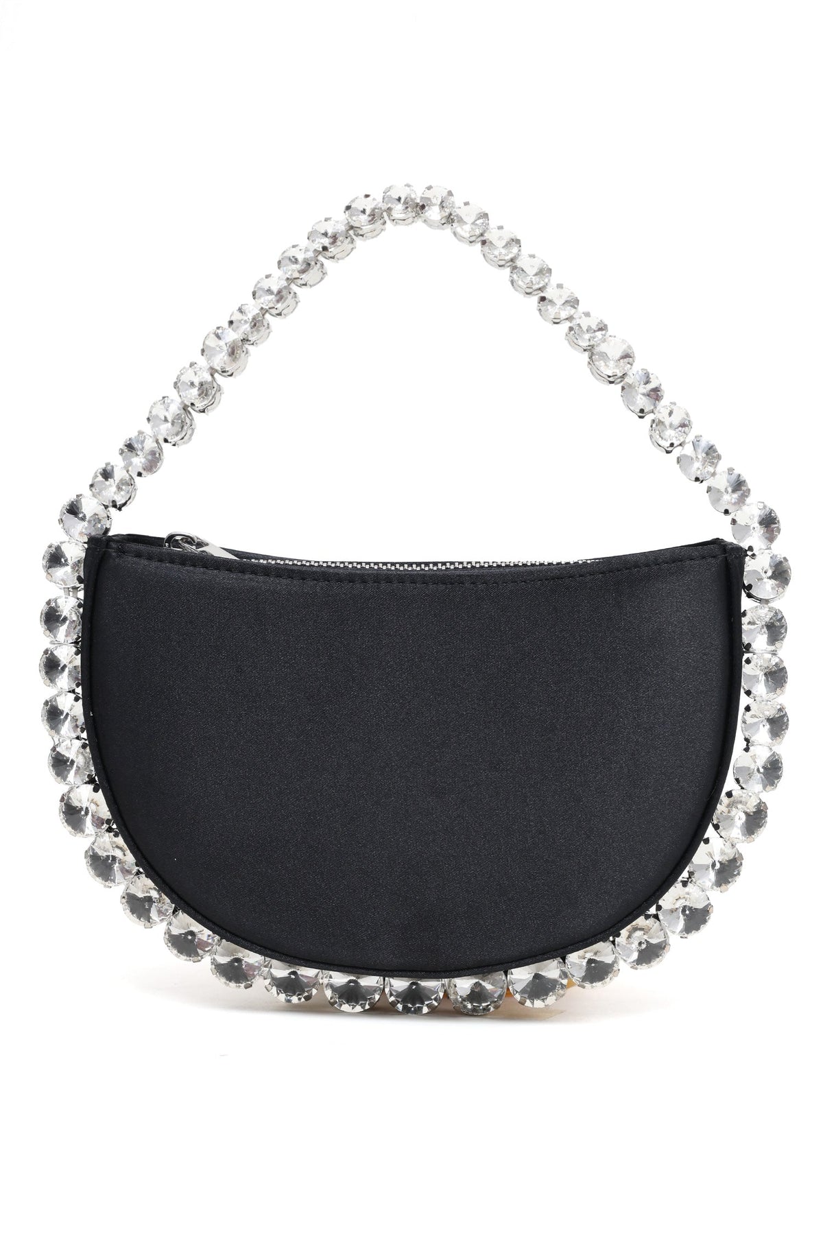 CRYSTAL EMBELLISHED CRESCENT BAG-BLACK