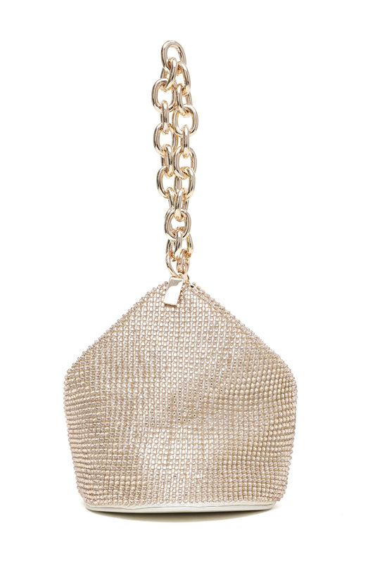 SPARKLING CHAIN HANDLE POUCH BAG-GOLD