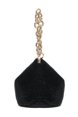 SPARKLING CHAIN HANDLE POUCH BAG-BLACK