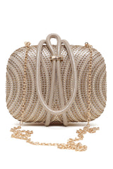 RADIANT KNOT RHINESTONE CLUTCH-GOLD