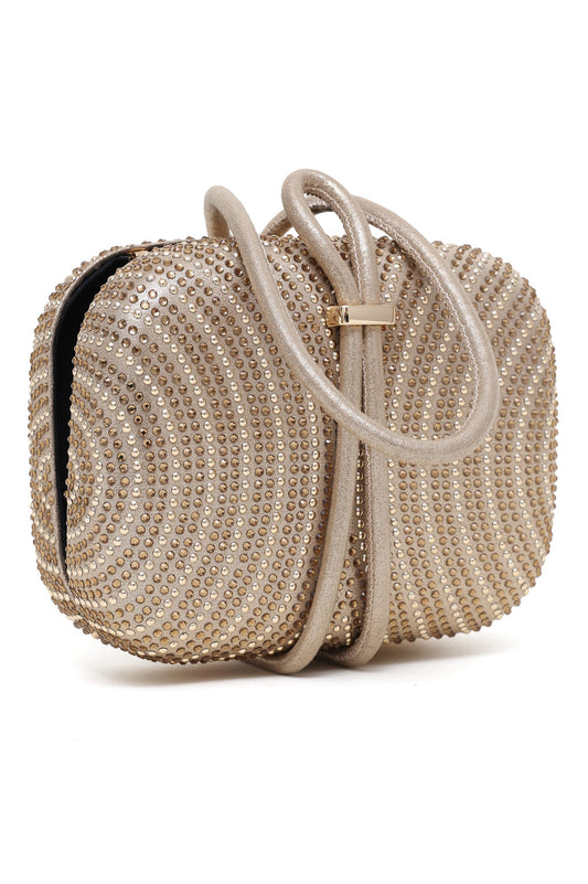 RADIANT KNOT RHINESTONE CLUTCH-GOLD