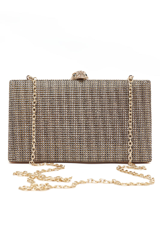 Rainbow Studded Clutch-Gold