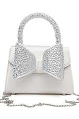 CRYSTAL BOW MINI HANDBAG-WHITE