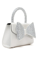 CRYSTAL BOW MINI HANDBAG-WHITE