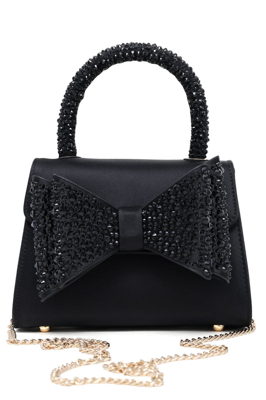 SPARKLE BOW HANDBAG-BLACK